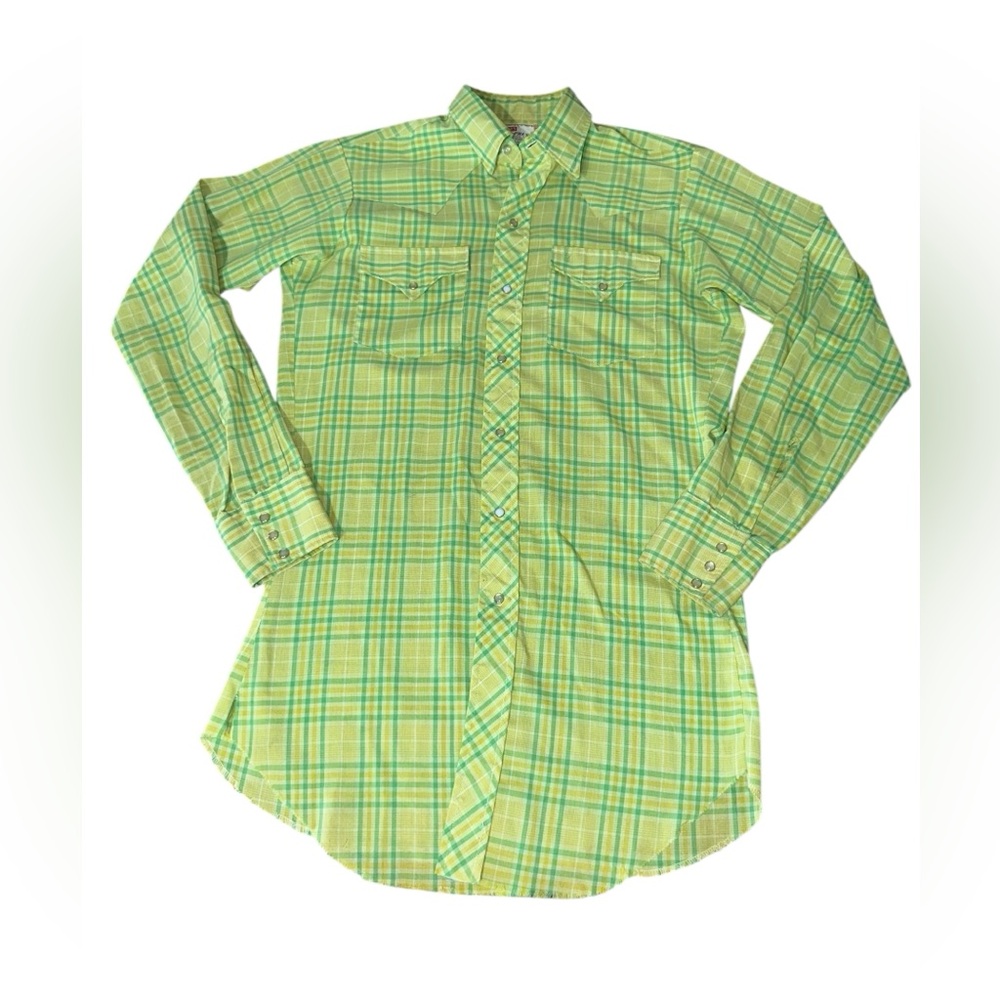 Levi’s Vintage Plaid 70’s Sta-Press‎ Pearl Snap Long Sleeve Western Shirt